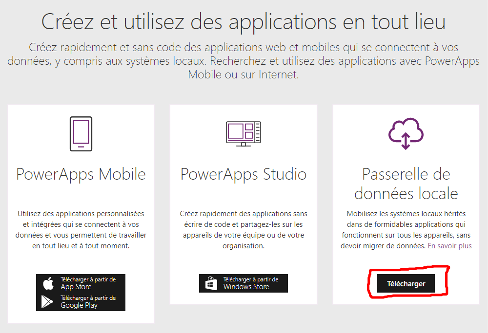 plateforme sharepoint application passerelle donnees locales