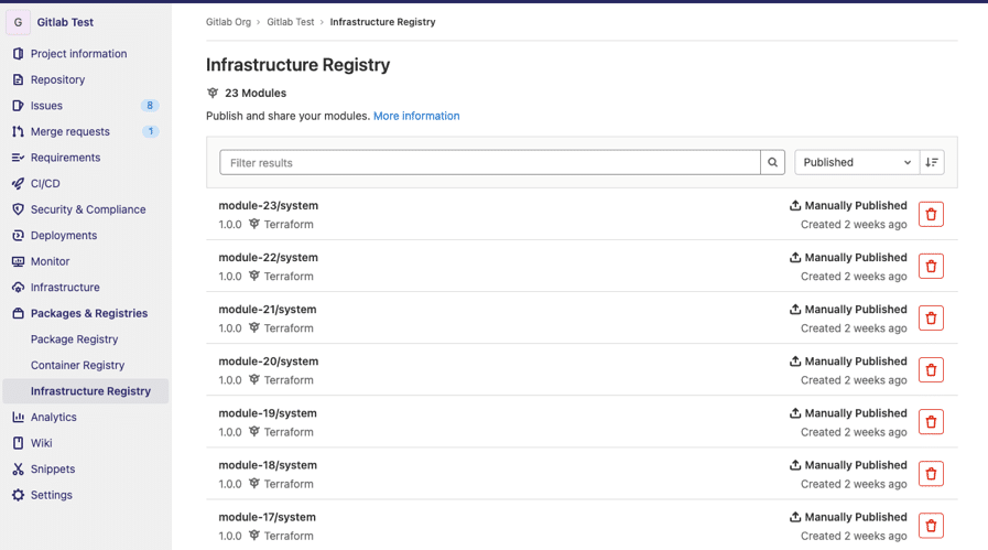 Registry de modules Terraform intégrés à GitLab